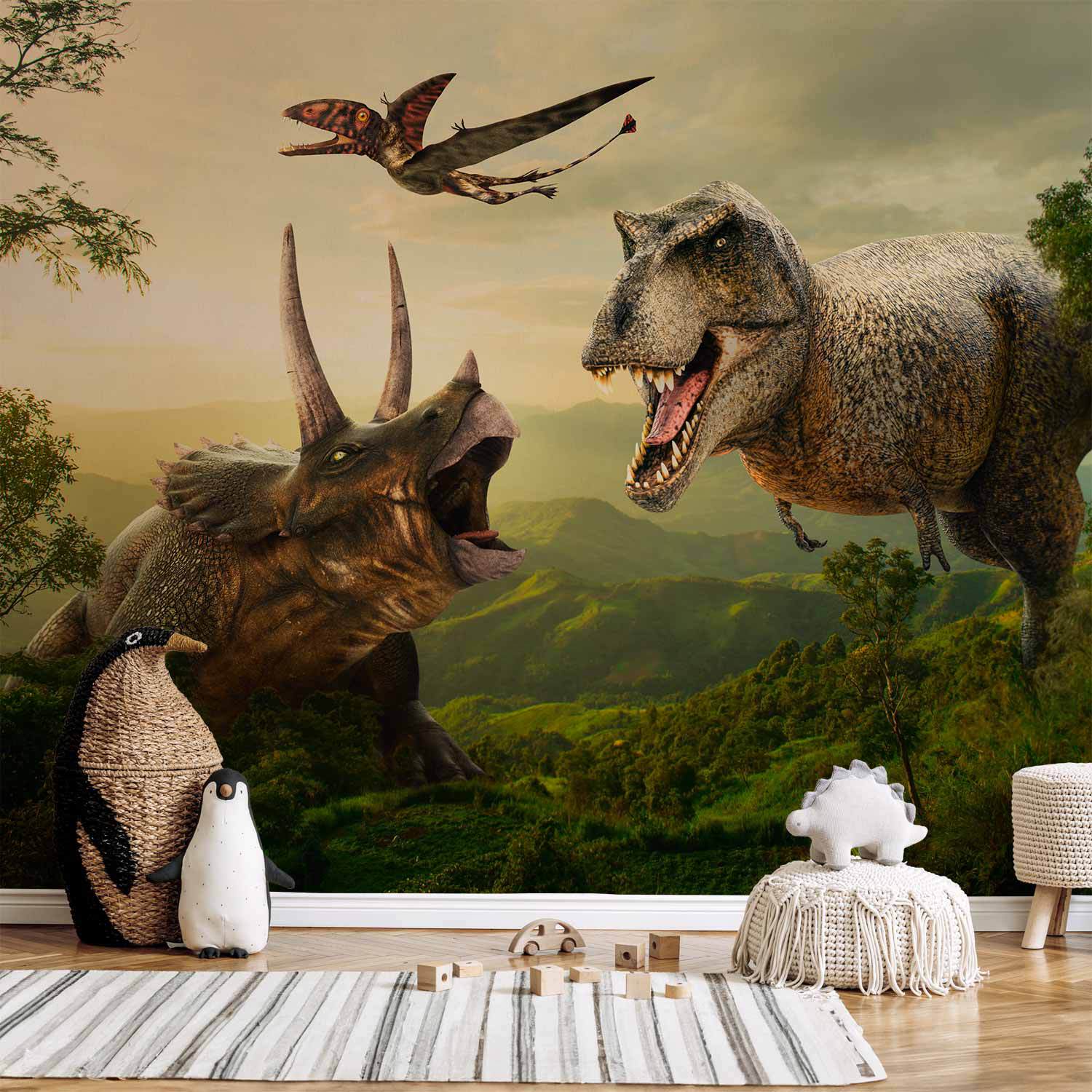 Peel and stick wall mural - Dinosaur Square - Walmart.com