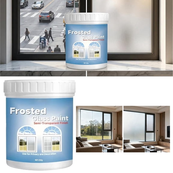 Peelable Frosted Glass Paint, 3.94 x 3.15 Inch 12.35 Oz Semi Translucent Window Privacy Coating, DIY Frost Finish Paint for Home Bathroom Kitchen Sliding Glass Door Decor