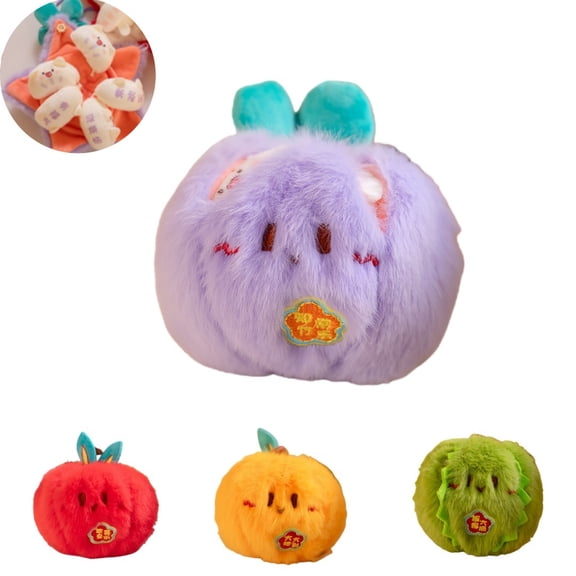 Peelable Mini Tangerine Plush Keychain Adorable Fruit Stuffed Toy Creative Fun Hanging Ornament Gift  Bag Decor Idea