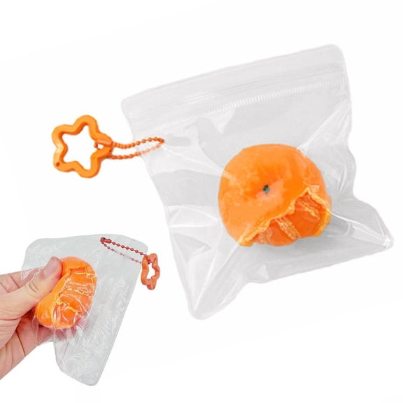 Peelable with Keychain, Stress Relief Soft Simulation Sensory Fidget Foo Novelty Fruit Toys,