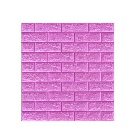 PeelandStick Wallpaper, 3D Brick Texture, 39X39 In, Foam 3D Padding, Waterproof Insulating, Purple Pink, 1 Pc