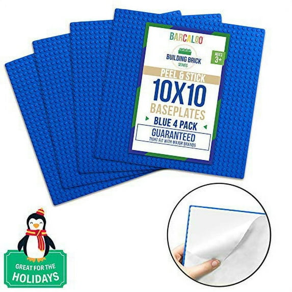 Peelandstick Baseplates 10 Inch X 10 Inch Baseplate Blue 4 Pack Compatible With All Major Brands
