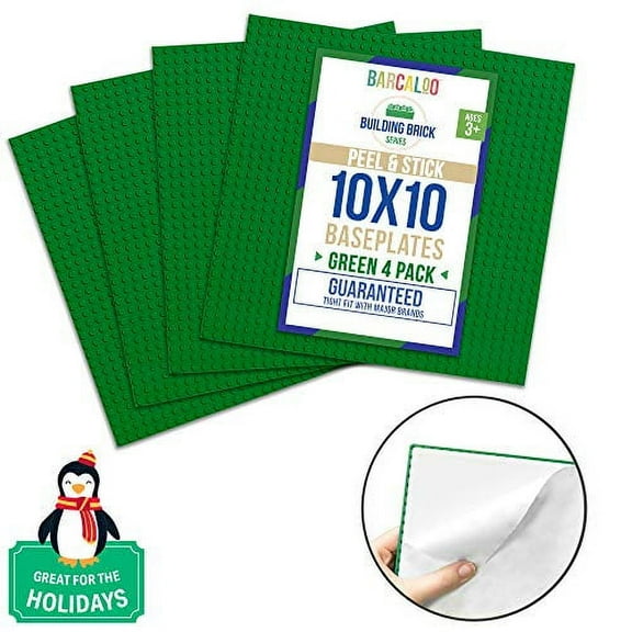 Peelandstick Baseplates 10 Inch X 10 Inch Baseplate Green 4 Pack Compatible With All Major Brands