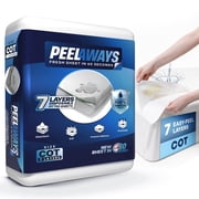 Peelaways Disposable Waterproof Fitted Sheets, 7-Layer Peel-Away Bed Sheets for Incontinence | Soft, Leak-Proof | Cot Size (75" x 30" x 6")