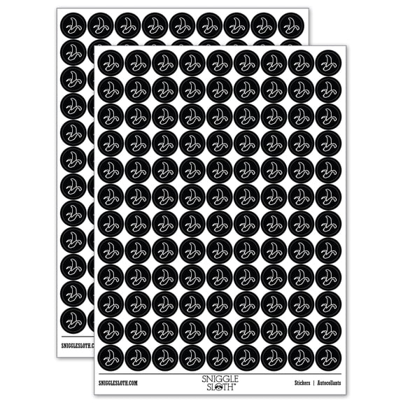 Peeled Banana Doodle 200+ Round Stickers - Black - Matte Finish - 0.50" Size