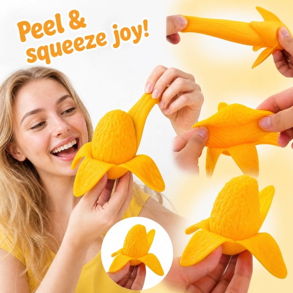 Peeled Mango Squeeze Toy Fun Sensory Toy Creative Fruit Shape Gift for Birthday Holiday Office Home Desk Decoration Collection and Relaxation Accessory