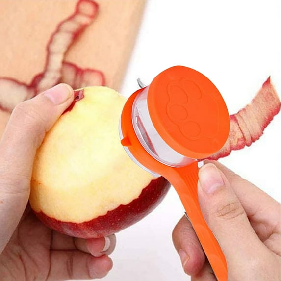 Peeler With Container, Multifunctional Vegetable Potato Fruit Peeler With Peel Catcher Storage, Ergonomic Handheld Kitchen Peeler for Potato, Carrots, Effortless Peeling & Clean Countertop(Orange)