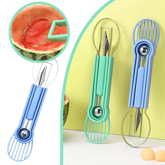 Peeler Set for Kitchen Stainless Steel Fruit Slicing Carving Tool Digging and Remover for Effortless Fruit Preparation and Prep,11.02X2.44inch,Blue