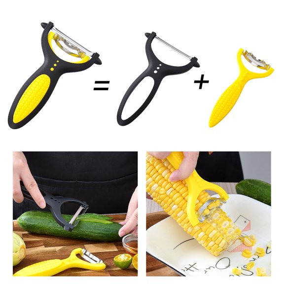 Peeler Tool for Kitchen - Upgraded Stainless Steel Corn Peeler & Easy Kitchen Gadget for Corn on the Cob - 2 In 1 Fruit & Vegetable Stripper and Cutter