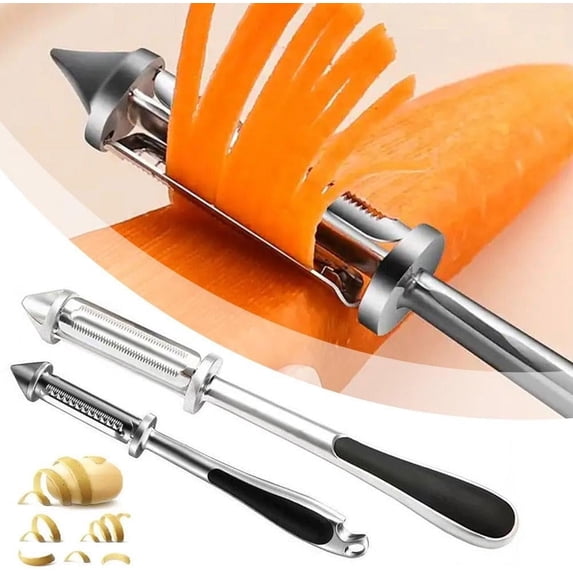 Peelers for Kitchen maho 2 Pcs Stainless Steel Multifunctional Peeler Set 5 In 1 Vegetable And Fruit Peeler