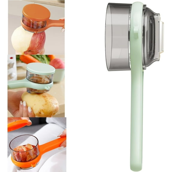 Peeling Knife With Storage Box, Fruit And Vegetable Peeler With Container, Double-Sided Stainless Steel Multi-Function Peeler For Home Kitchen (B-1pcs Green)
