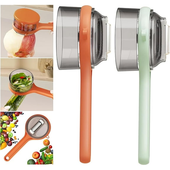 Peeling Knife With Storage Box, Fruit And Vegetable Peeler With Container, Double-Sided Stainless Steel Multi-Function Peeler For Home Kitchen (C-2pcs Mix)