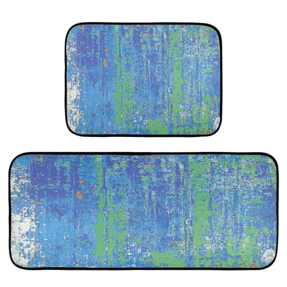Peeling Paint Texture Pattern 2-Piece Kitchen Carpet Mat Set, Non-Slip Memory Foam, Soft for Kitchen and Living Room Use