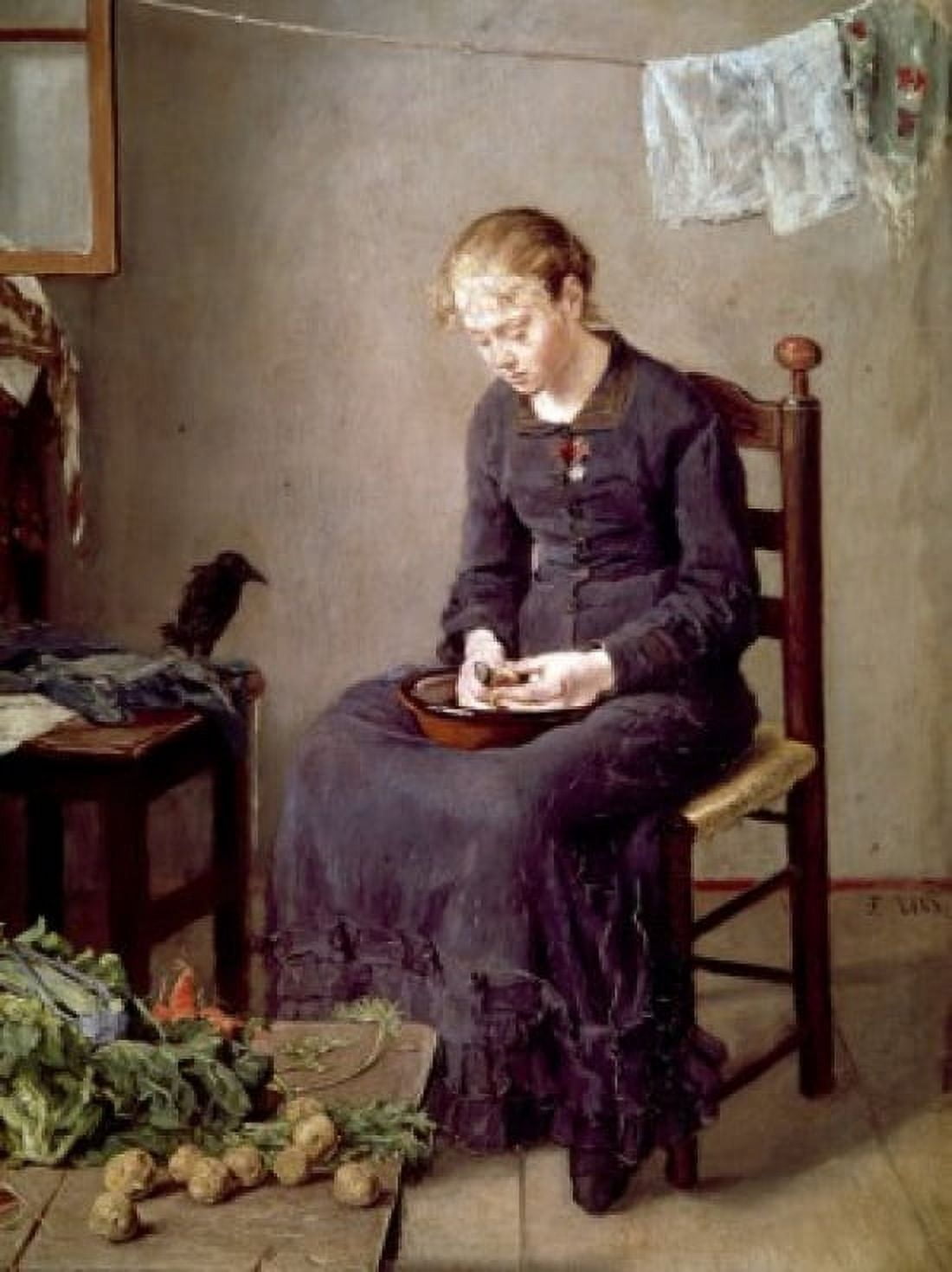 Peeling Potatoes Fritz Karl Hermann von Uhde (1848-1911 German) Canvas Art - Fritz Karl Hermann von Uhde (18 x 24)