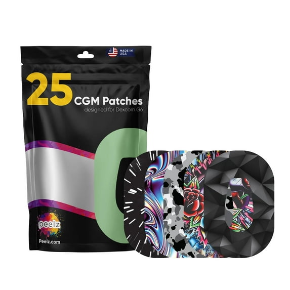 Peelz Dexcom G6 Adhesive Patches 25 Pack - US-Made Waterproof CGM Sensor Patches for 15+ Days - Sensitive Skin Diabetic Patches for Glucose Monitor - Dexcom Stickers - (Man Style Pack)