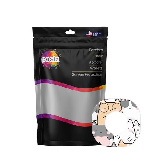Peelz Kitty Cartoon Patch  Tape Designed for the DEXCOM G7 and Stelo