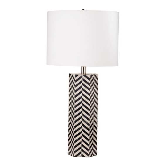 Peen Table Lamp in Black and White Resin and Bone