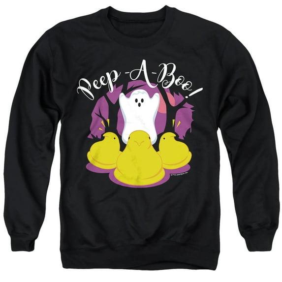 Peep A Boo Ghost Halloween Unisex Adult Crewneck Sweatshirt, Black, 3X-Large