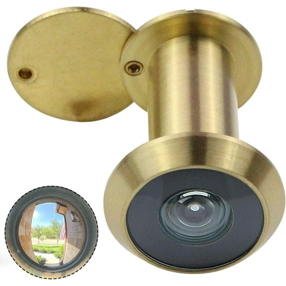 Peep Holes for Door, Solid Brass 200-Degree Door Viewer Peephole with Heavy Duty Rotating Privacy Cover for 1-3/8" to 2-1/6" Doors for Home Office Hotel, Satin Gold