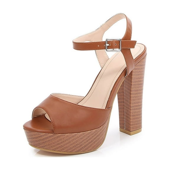 Peep Toe High Heels for Women – Classic Pumps for Formal Events Women's Fashionable European And Shoes With Buckles 13cm Thick Super High Heels And Large Sandals