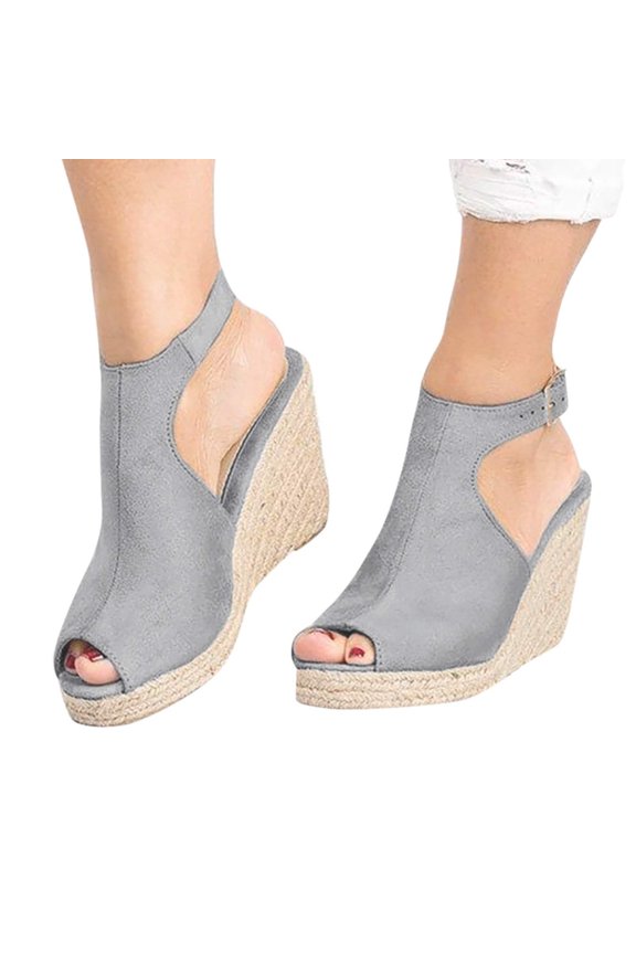 Peep Toe Wedge Sandals for Women, Summer Ankle Strap Buckle Platform Sandals Casual Espadrille Platform Sandals Slingback Sandals