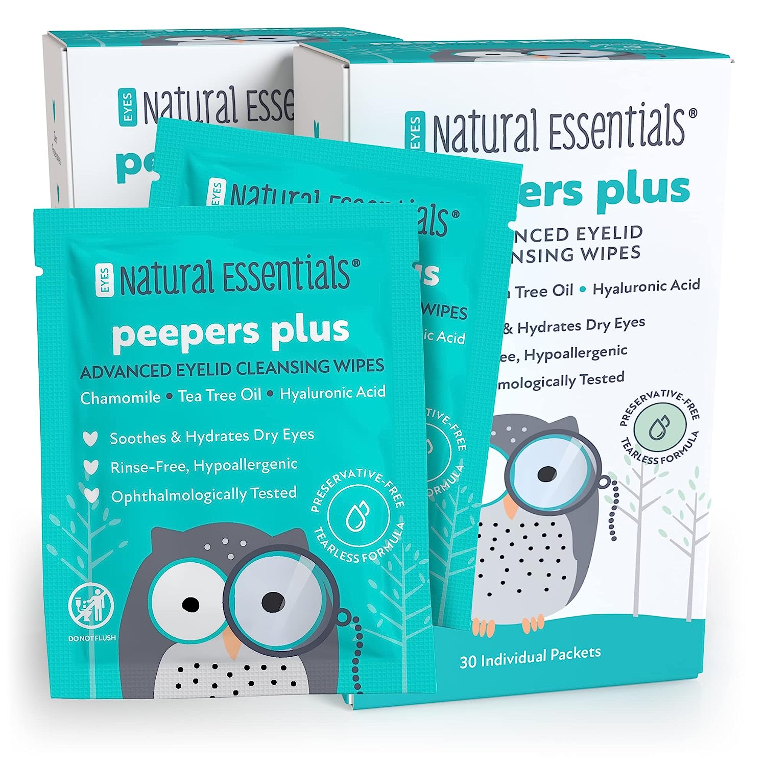 Peepers Plus Advanced Eyelid Wipes by Natural Essentials, Eyelash & Eye