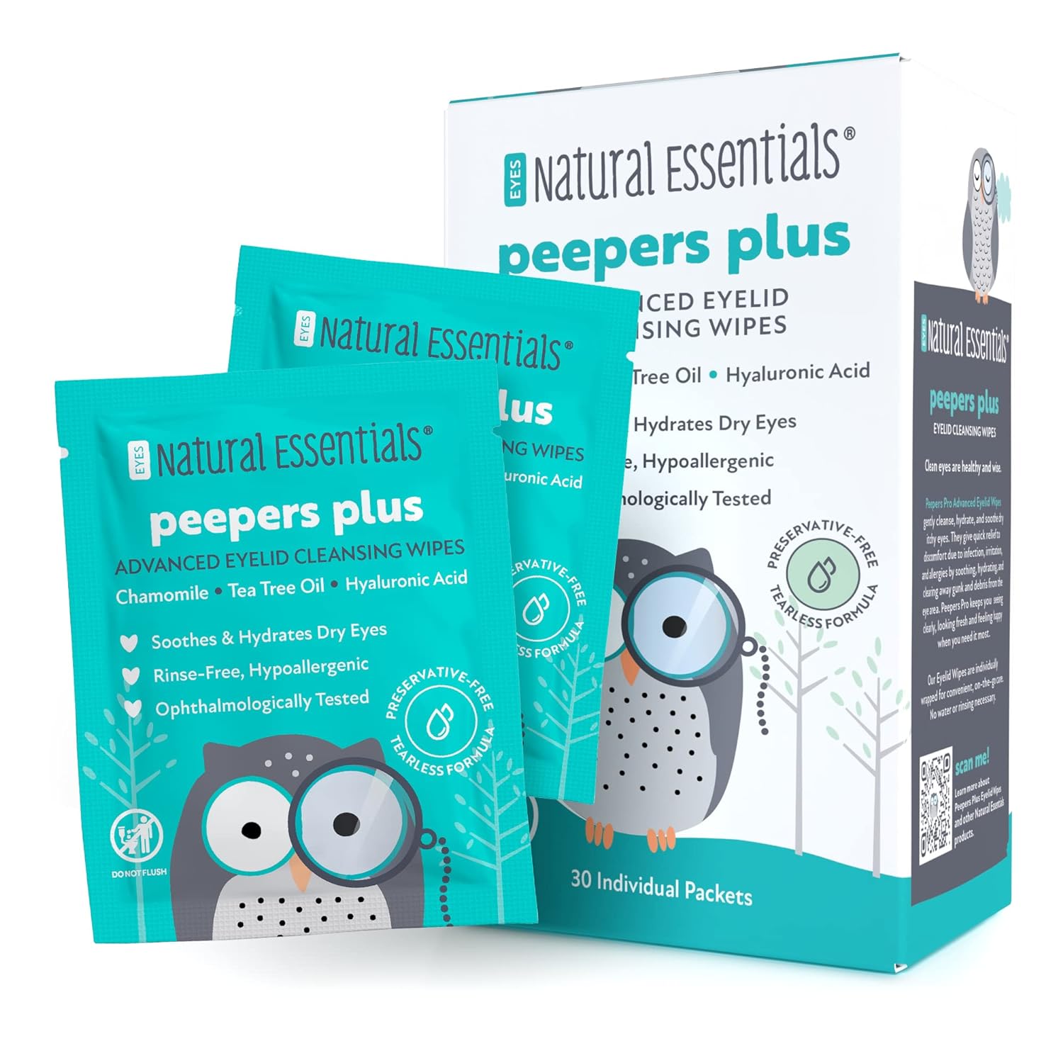 Peepers Plus Advanced Eyelid Wipes by Natural Essentials, Eyelash & Eye