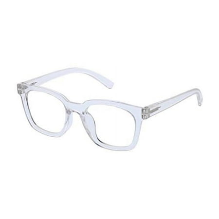 Peepers by PeeperSpecs Women's to The Max Focus Square Blue Light Filtering Reading Glasses, Clear, 50 mm + 1.5