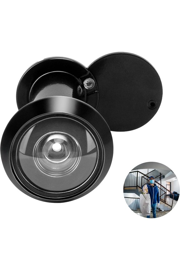 Peephole Front Door Viewer with Privacy Cover, One-Way 200 Degrees,5/8 inch Bore,Used on Doors 1.57 in to 2.48 in Thick,Black Cat Eye