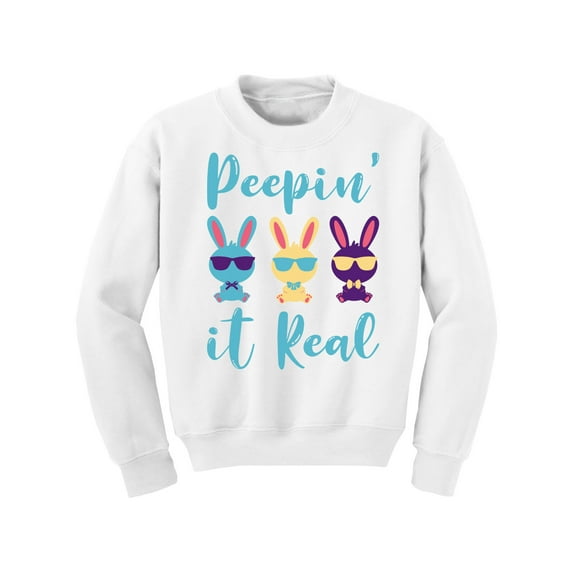 Peepin’ it Real Sweatshirt Happy Easter Sweater for Teen Girls Boys Cute Bunny Outfit for Youth 6-18 Years Old