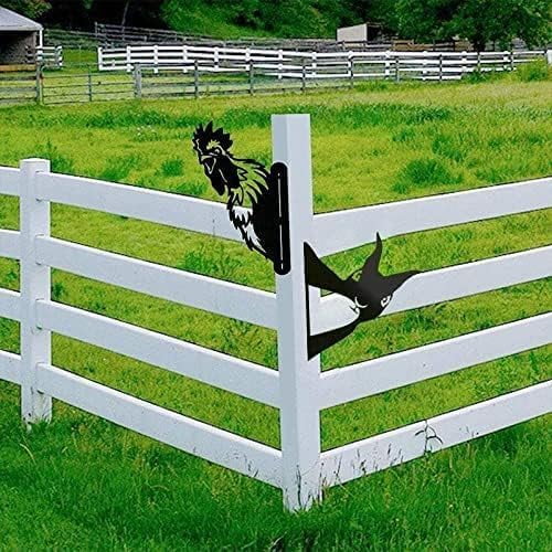 AOOLVY Farm Peeping Animal Metal Art Outdoor Decor Garden Fence Decoration
