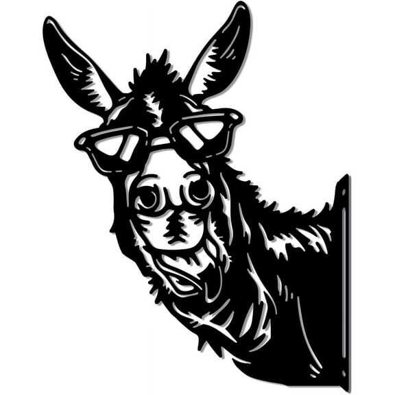 Peeping Donkey Metal Garden Yard Art Decor Watching Donkey Ornament Wall Art for Farm Funny Animal Black Silhouette Outdoor Fence Decor