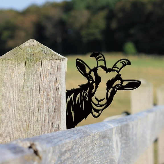 Peeping Goat Metal Garden Decor Goats Outdoor Ornament Black Silhouette Outdoor Decor Animals Farm Stakes Decorative Metal Yard Art for Garden Lawn Patio Farmhouse