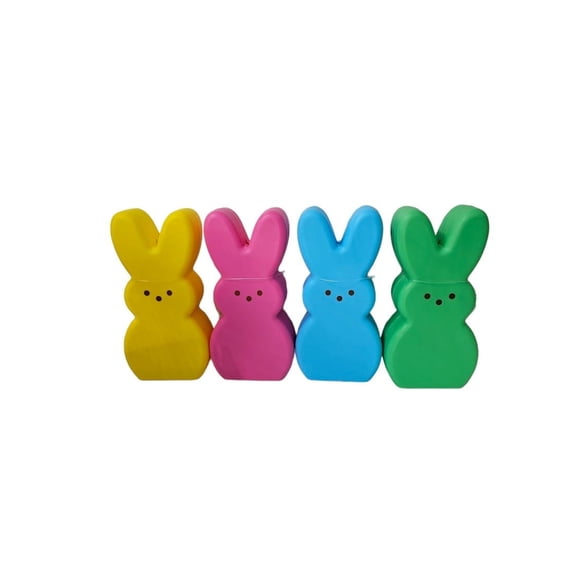 Peeps 10" Decorative LED Lighted Easter Blow Mold Bunny Figures Bundle - Green, Yellow, Blue and Pink