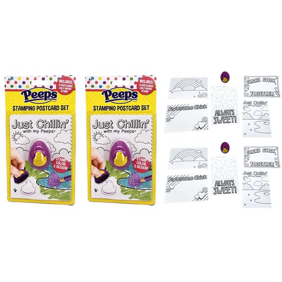 Peeps 2 Pack Easter Egg Stamping Postcard Set Ink Stampers Easter Basket Stuffer Filler