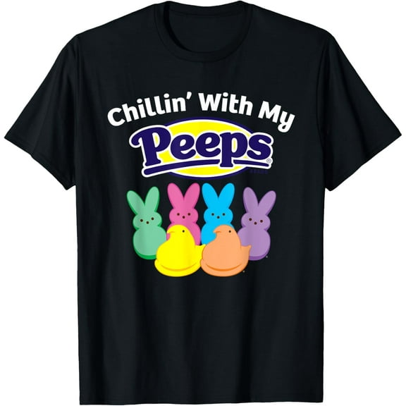 Peeps Black Easter T-Shirt - Classic Fit Crew Neck, Cotton & Polyester, Short Sleeve, Animal Print