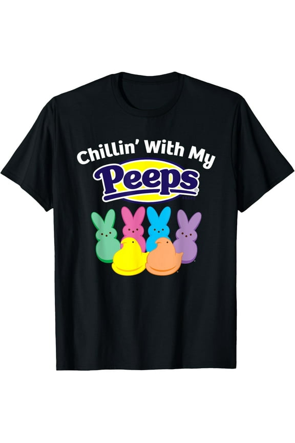 Peeps Black Easter T-Shirt - Classic Fit Crew Neck, Cotton & Polyester, Short Sleeve, Animal Print