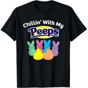 LINCUN Peeps Black Easter T-Shirt - Classic Fit Crew Neck, Cotton & Polyester, Short Sleeve, Animal Print