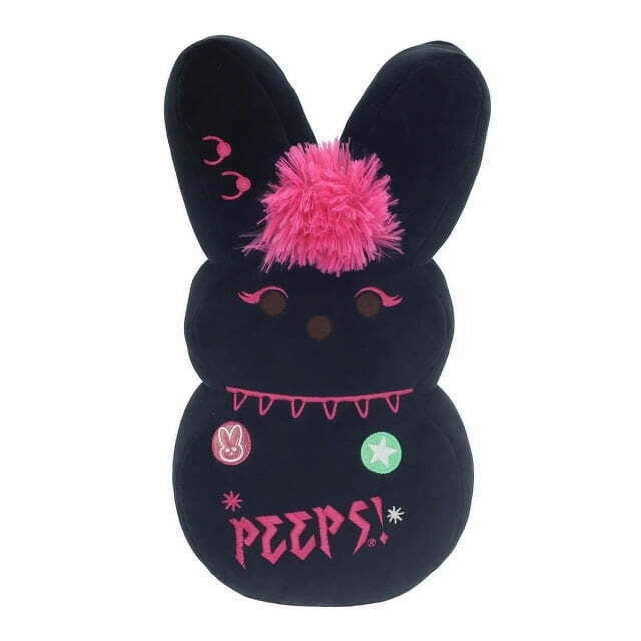15" Black and Pink Polyester Fiber Stuffed Bunny Plush