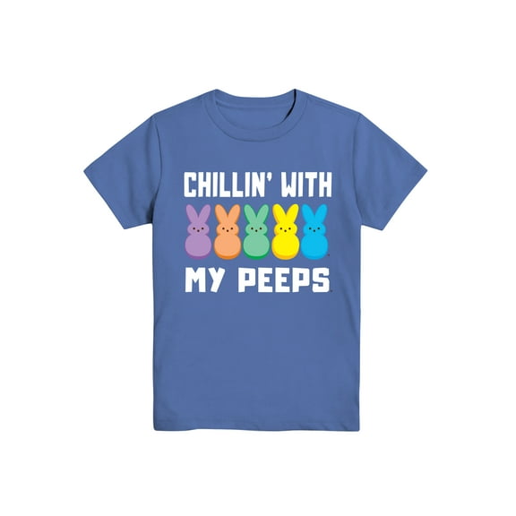 Peeps Boys Chillin with My Peeps Graphic Crewneck Tee with Short Sleeves, Sizes XS-2XL