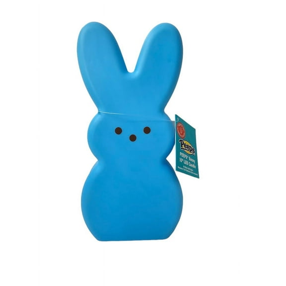 Peeps Decorative LED Lighted Easter Blow Mold Bunny Figures, 10-in - Blue