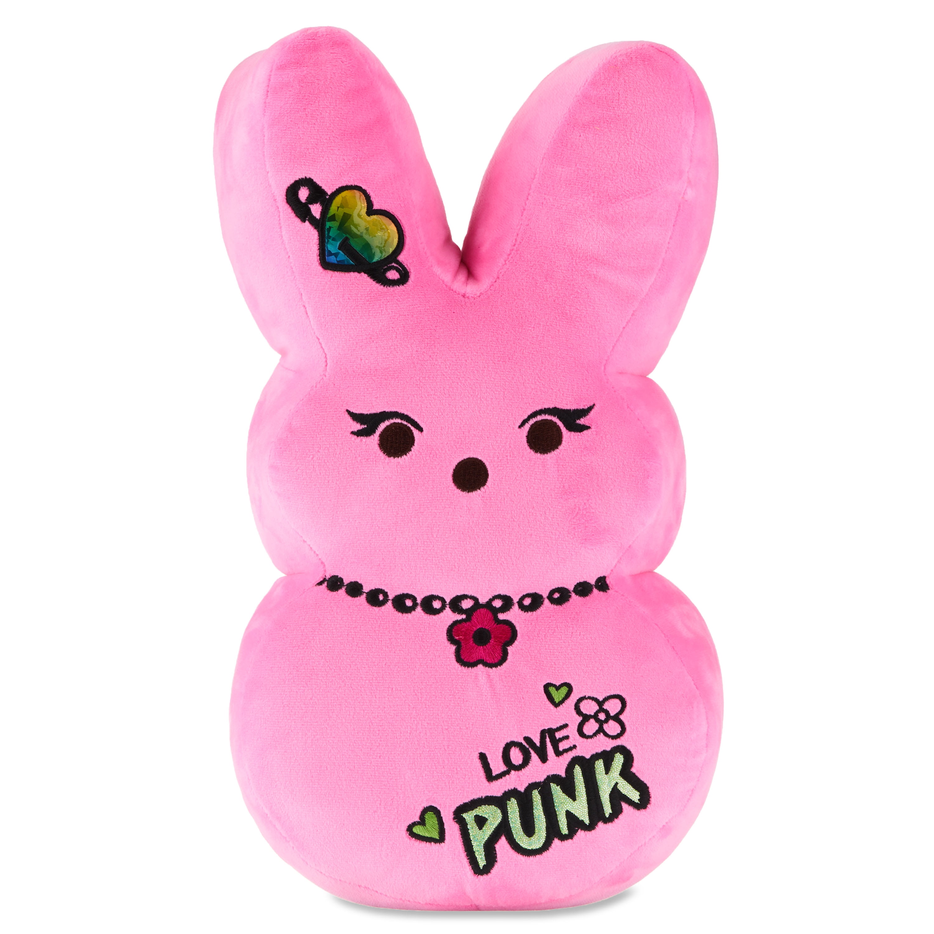 Peeps Pink Emo Bunny, Soft Plush Easter Toy with Love Punk