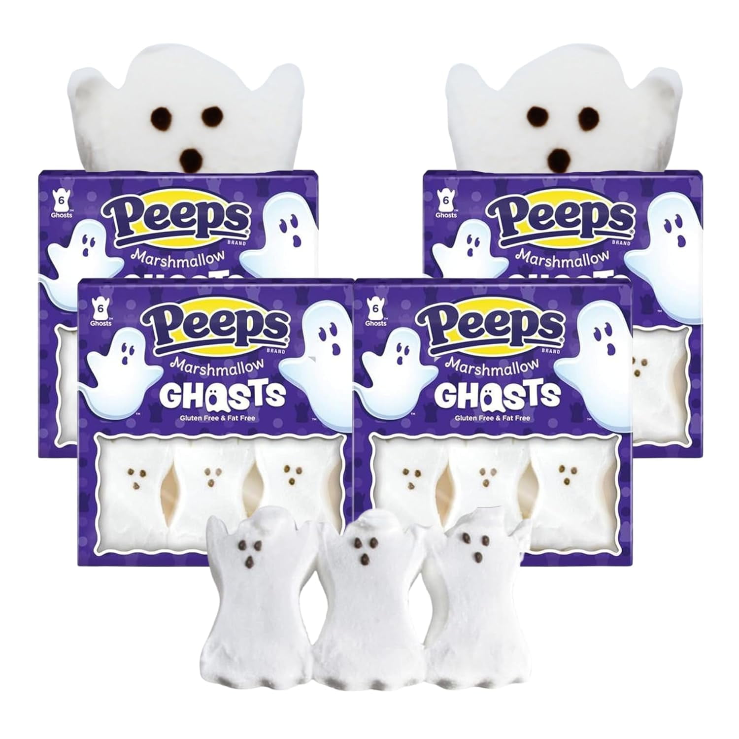 Peeps Ghosts Marshmallow Candy Dessert 3Oz 6 Count Each (4 Pack