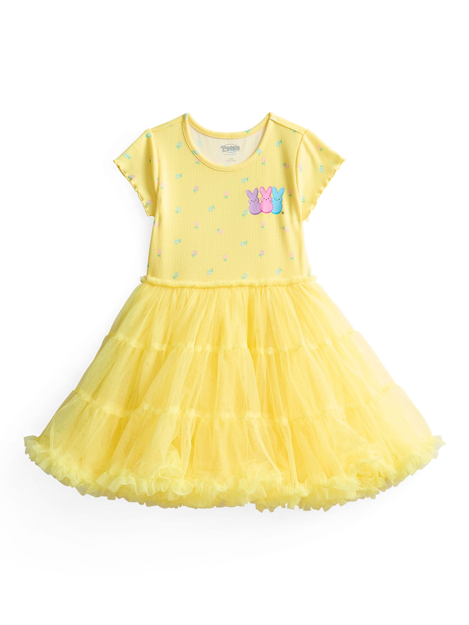 PEEPS Girls' Print Tutu Dress with Short Sleeves, Sizes 4-12