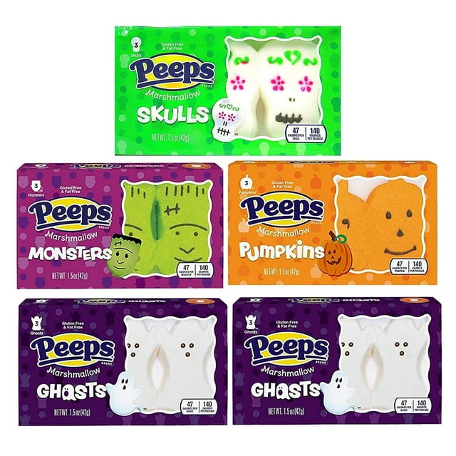Peeps Halloween Marshmallow Bundle, Packs of 3 Sugar Skulls, Monsters