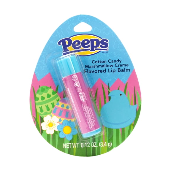 Peeps Single Lip Balm, Blue, Cotton Candy Marshmallow Creme Flavored, 3.4g