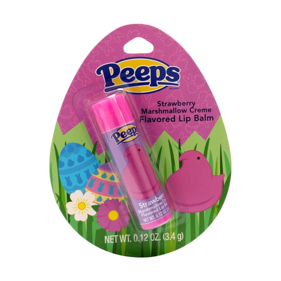 Peeps Single Lip Balm, Pink, Strawberry Marshmallow Creme Flavored, 3.4g