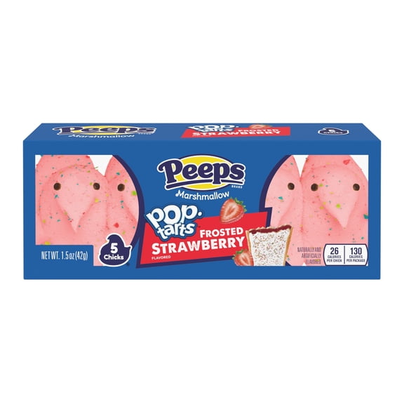 Peeps Marshmallow Pop-Tarts Frosted Strawberry Flavored Chicks Candy, Strawberry Marshmallow Easter Candy, 5 Count (1.5 oz Box)