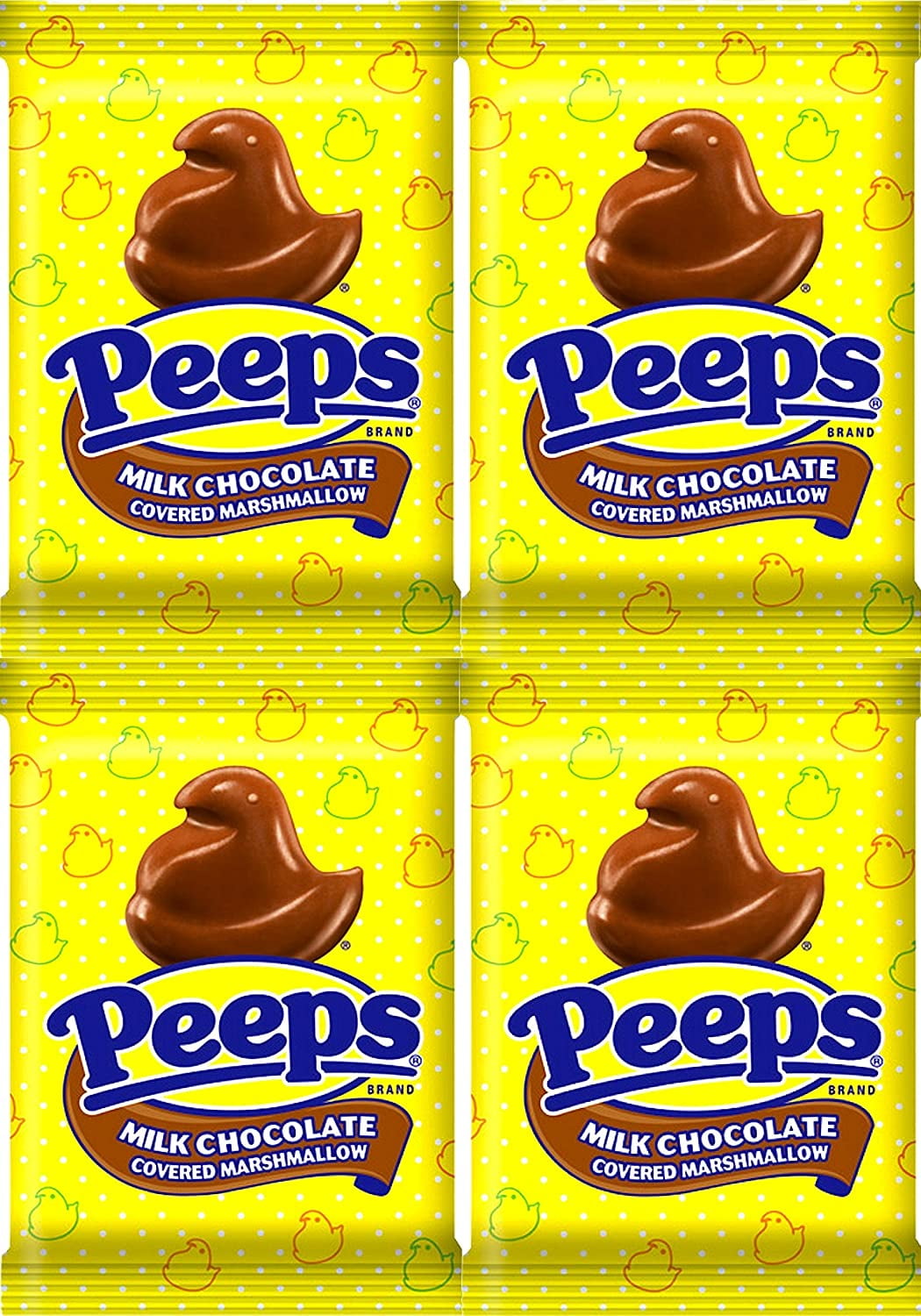 Peeps Milk Chocolate Covered Marshmallow Chick Perfect Gift for Easter Basket to Fill, Parties so Much (PACK OF 4)
