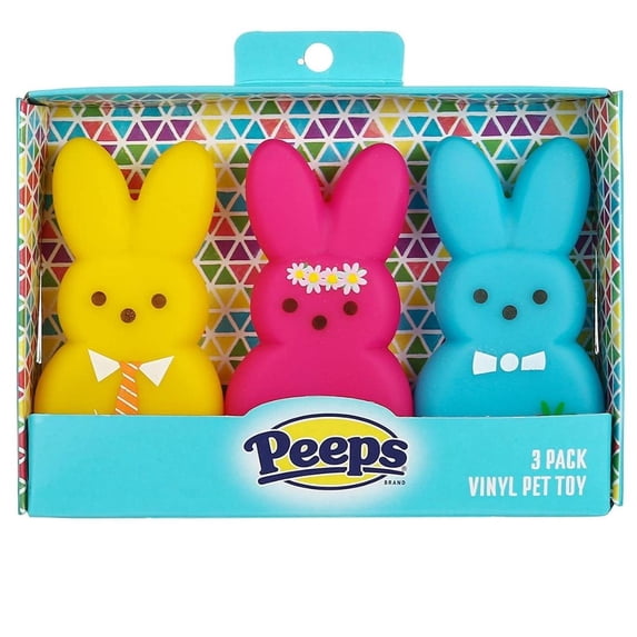 Peeps for Pets 6 Inch Vinyl Bunny Pet Toys for Dogs Squeaky Dog Toys - Dress Up Bunnies from Peeps -Peeps Dog Toy, Puppy Toys, Dog Chew Toy, Chew Toys, Cute Dog Toys